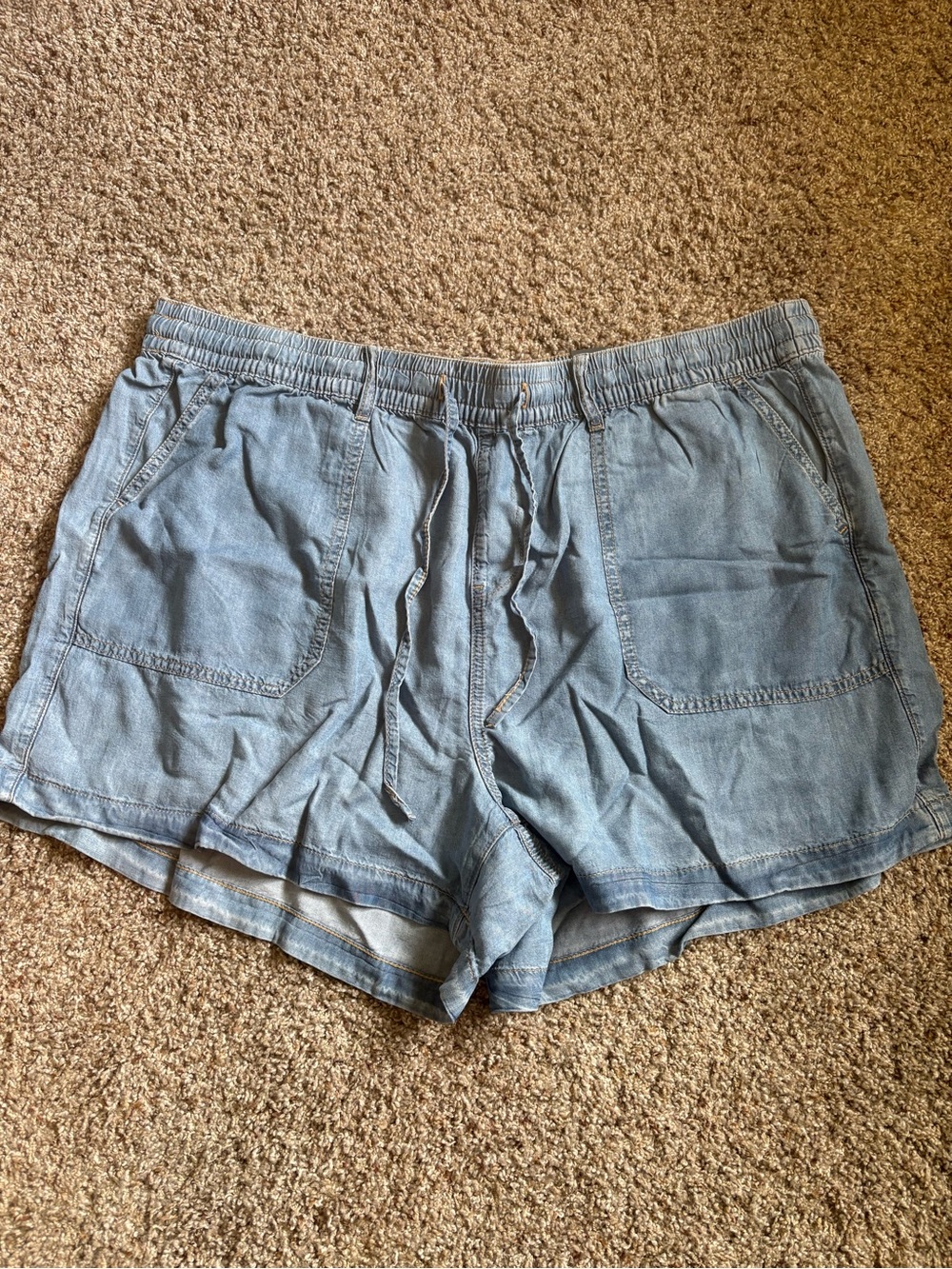 torrid Light Blue Chambray High-Waist Drawstring Shorts